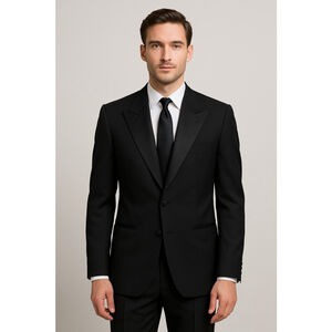 Vintage Union-Made Givenchy Double-Breasted Black Tuxedo Blazer Wool Peak USA